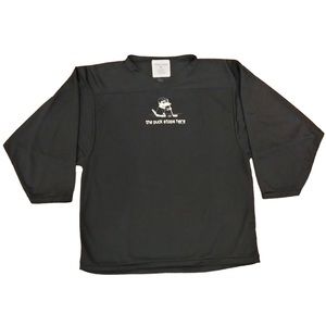 The Puck Stops Here BLACK Med or LG Oversized Unisex Hockey Jersey NWT